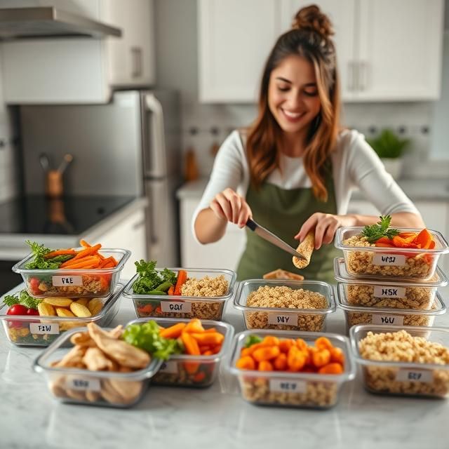 Abstract illustration of labeled meal containers