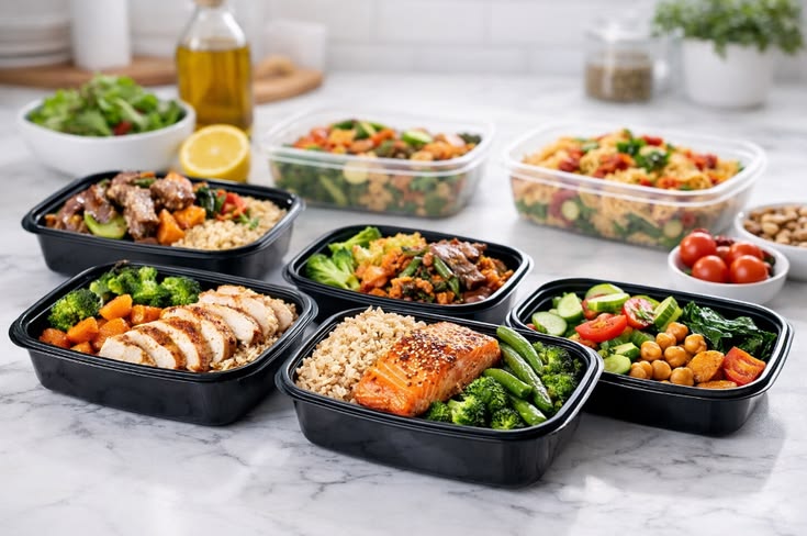 Abstract illustration of meal containers